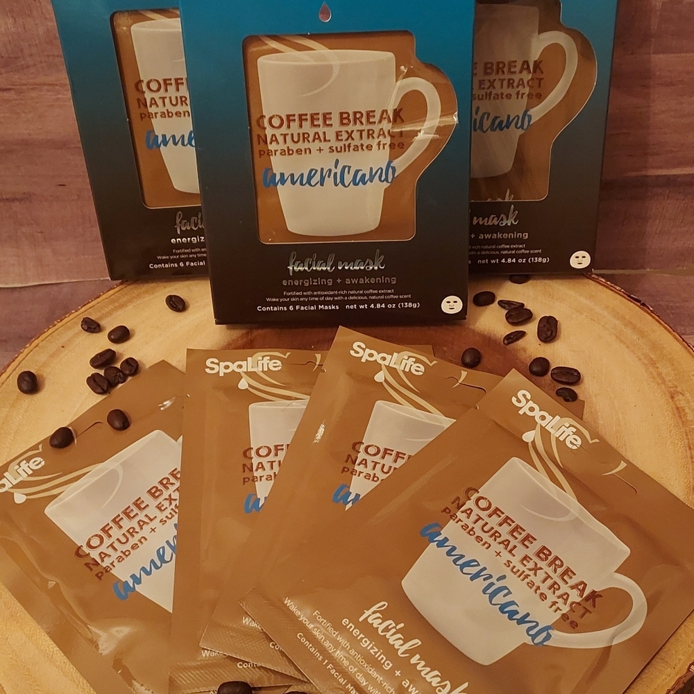 LOT OF Spa Life Coffee Break Natural Extract Americano Facial Masks Antioxidants